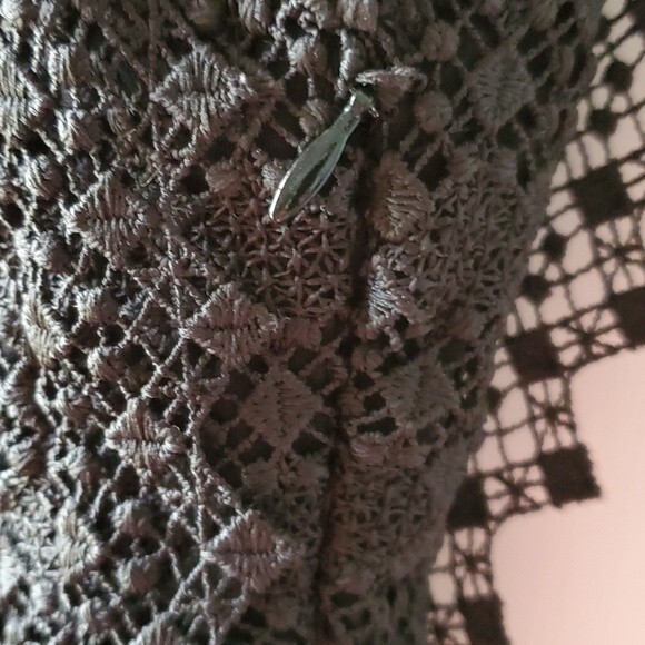 SANDRO PARIS BLACK LACE V-NECK GEOMETRIC MINI DRESS SIZE 2 FIT FLARE COCKTAIL - Picture 6 of 14